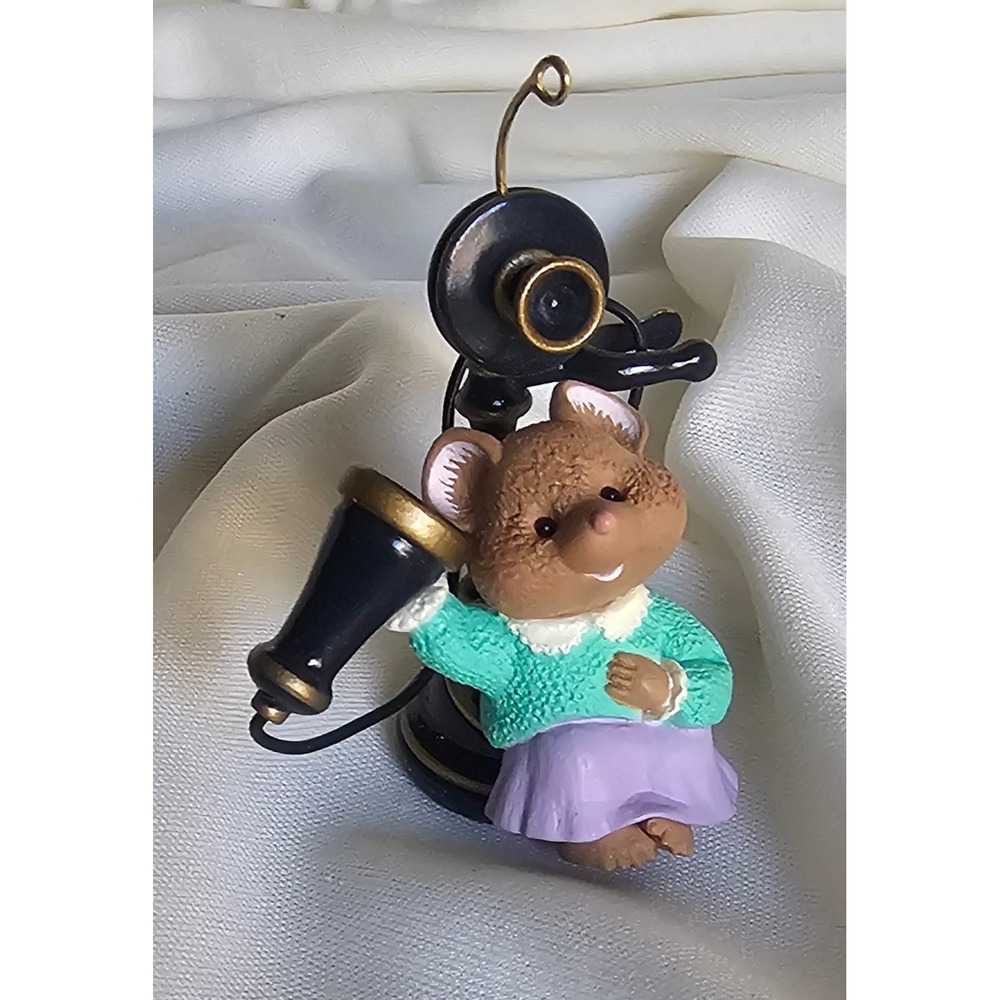 VTG Bundle 1999 Hallmark Keepsake Mouse on Candlestick Telephone Ornaments